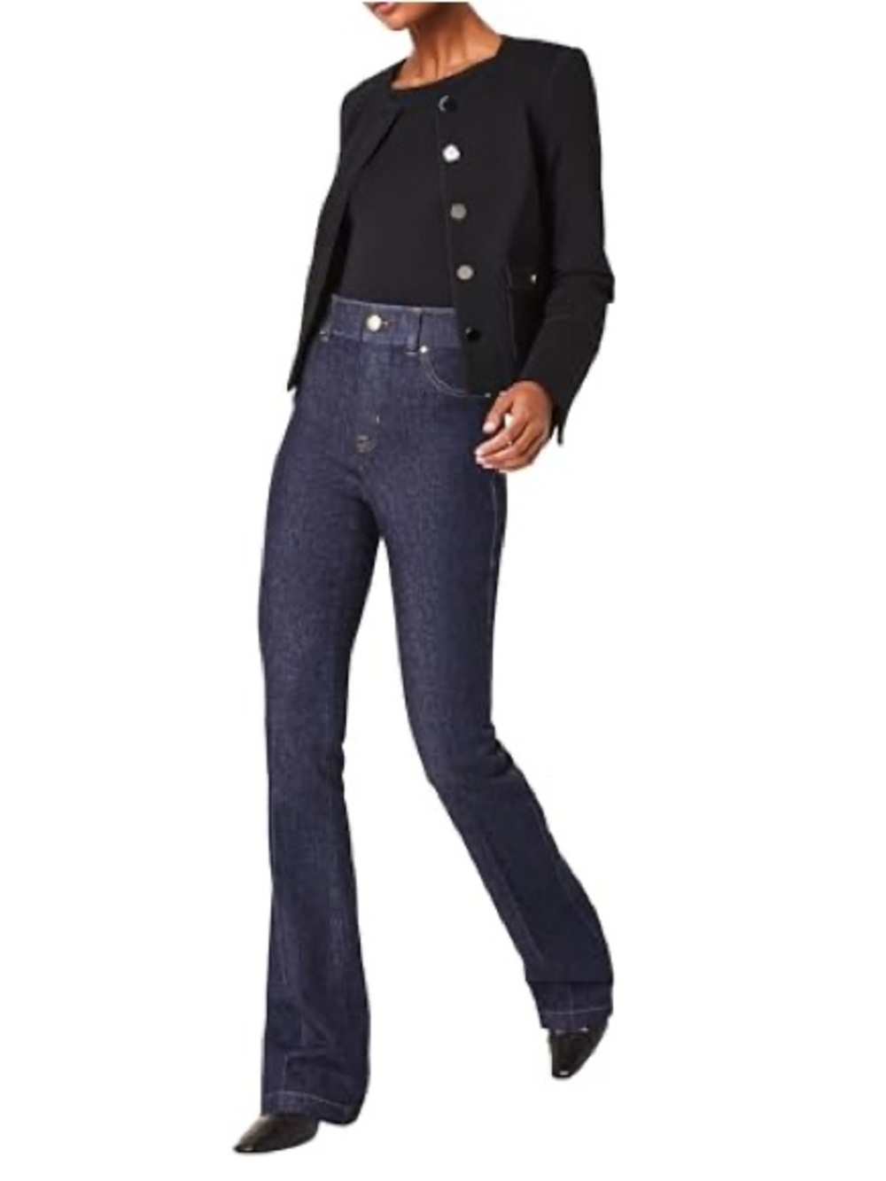 SPANX | EveryWear Flare Denim Jeans in Raw Indigo (Dark Wash) L